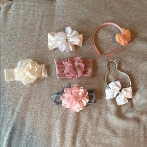 Floral Kids Headband Set - Cream, Pink, Gray